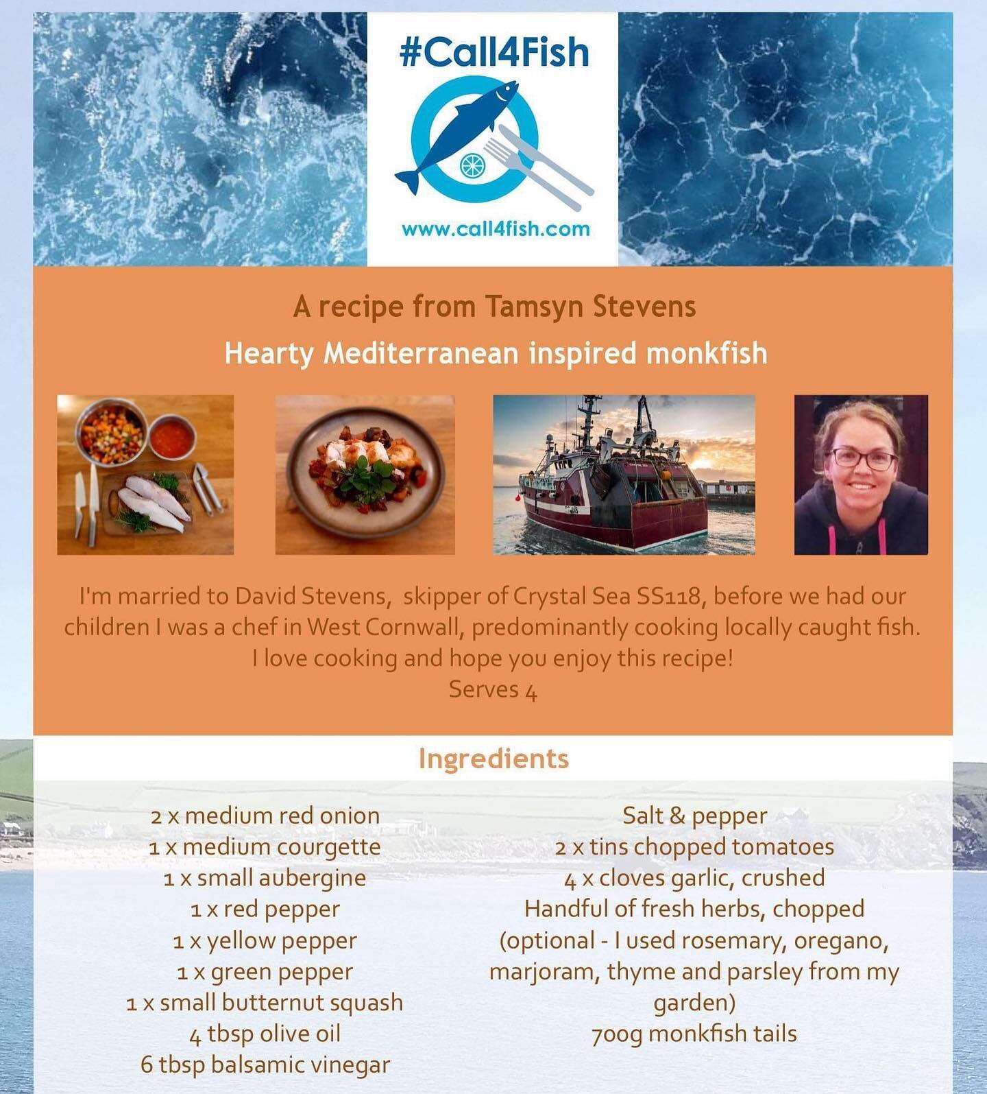 Spring is in the air 🥳 Why not try this fabulous lo-carb, no-fuss Monkfish recipe from Tamsyn Stevens, Chef and wife of 
@Crystalseass118
 Thank you Tamsyn we love this one 🙏 #call4fish #eatmorefish #chefsofinsta #homecooking #homedeliveryservice #spring
